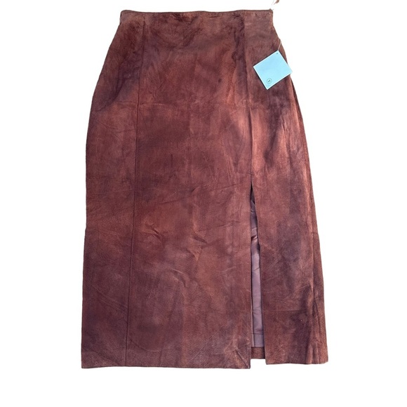 Evan Davies Womens Dark‎ Brown Suede Leather Maxi Skirt With Front Split Size 14 - Picture 12 of 13